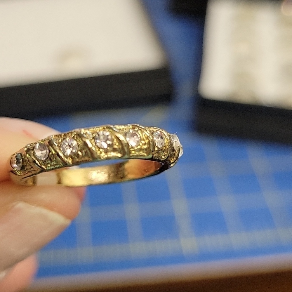 Rhinestone Diamond Faux Silver Tone Band Ring